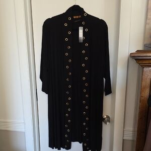 Belldini Black Long Blazer with Gold Accents